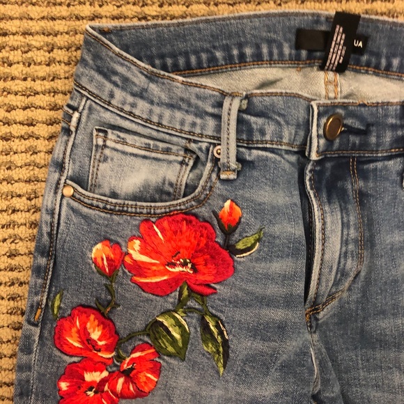 Aqua jeans floral embroider size 25 - Picture 3 of 5